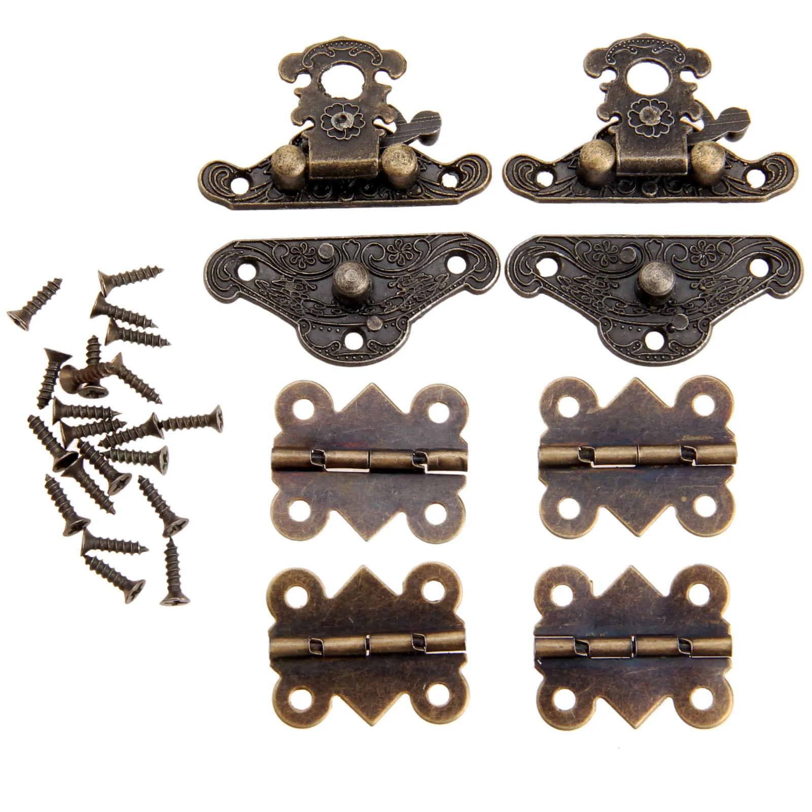 Cabinet Hinges Toggle Hasp Latch 6Pcs/set For Jewelry Wooden Box Furniture