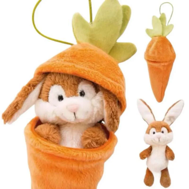 

Mini 16cm Cute Rabbit in Carrot Plush Toys Keychain Anime Brown Lop Ear Bunny Pendent Stuffed Easter Animal Creative Doll Gift
