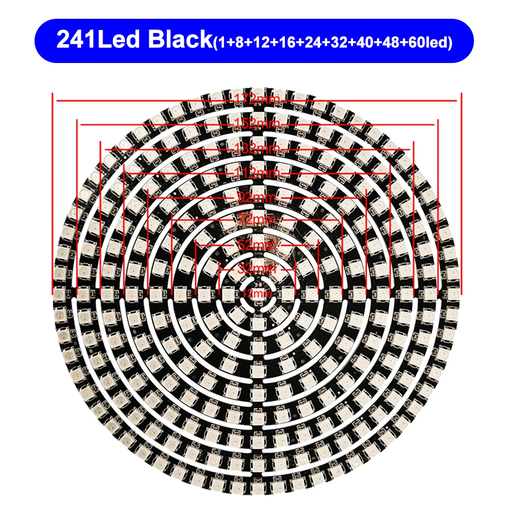 DC5V WS2812B LED Ring Individul AddressabIe 3Pin WS2812 IC BuiIt-in 5050 RGB DIY Round ModuIe 8 to 241 Pixels White Black PCB led modules,led module