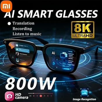 Occhiali intelligenti Xiaomi Bluetooth 8K con fotocamera da 800w, touch, sport, ChatGPT, chiamate, lettore musicale, per uomo e donna, idea regalo
