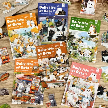 Etori Life Meow Meow Serie giornaliera Cartone animato simpatico gattino Vita Diario Modello Adesivi Laptop fai da te, Custodia per telefono, Valigia, Libri, Album fotografici, Cancelleria per studenti, Adesivi di incoraggiamento, Materiale scolastico, Adesivi impermeabili, Piccoli regali
