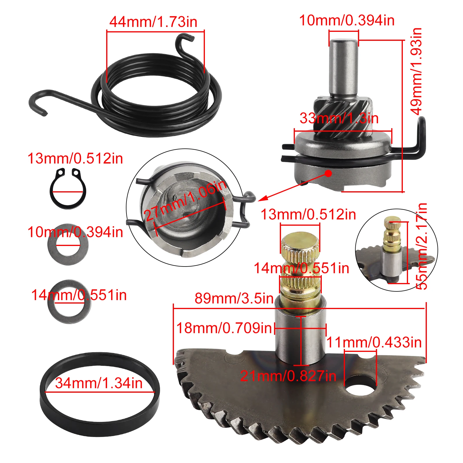 Kickstart Kick Start Gear Shaft Rebuild Kit for GY6 49cc 50cc 100cc 139QMB 139QMA Chinese Scooter Moped ATV Go Kart Engine motorcycle kick start shifter