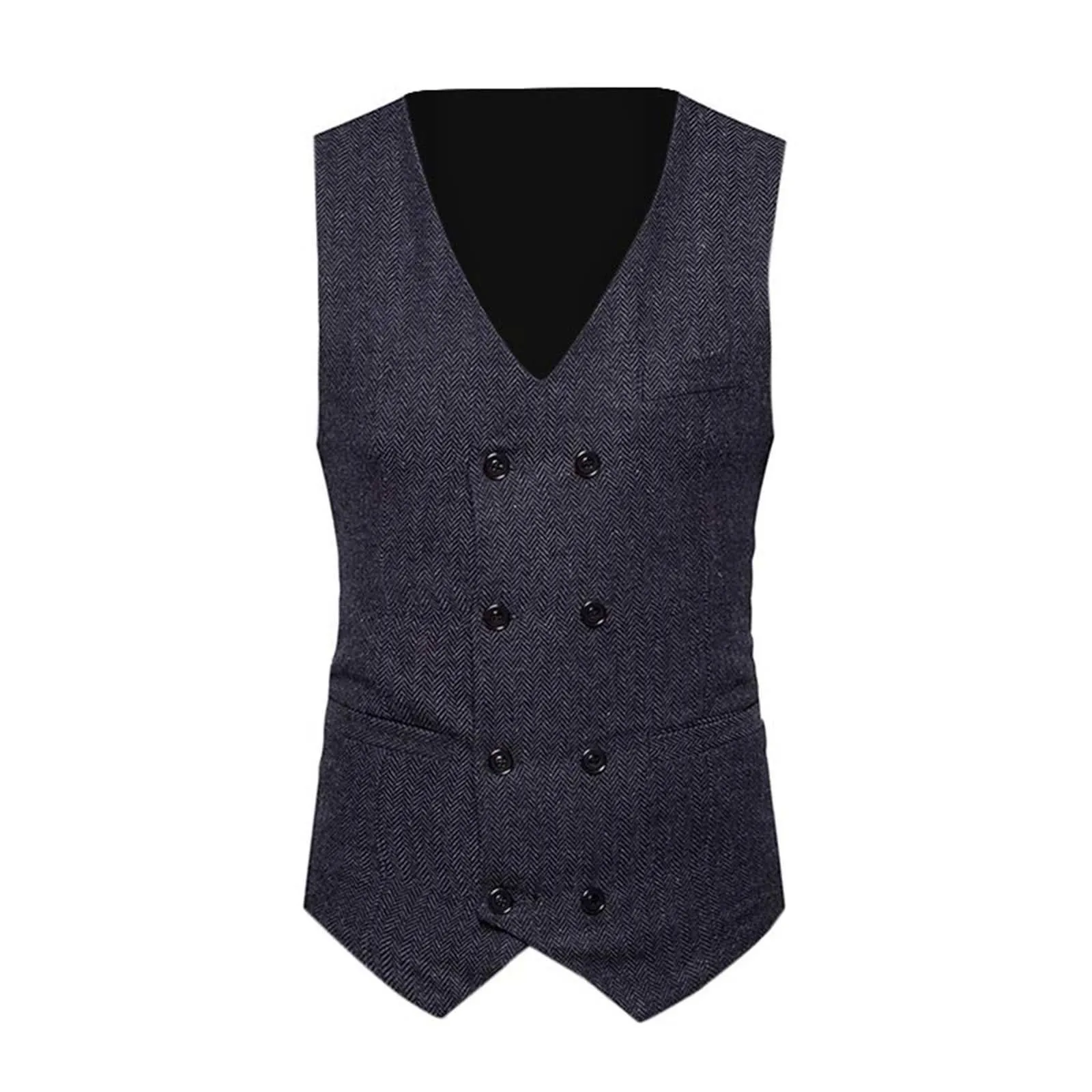 

Men Formal Tweed Check Double Breasted Waistcoat Retro Slim Fit Suit Jacket ملابس خارجية بمقاسات كبيرة 플러스사이즈 아우터 2024