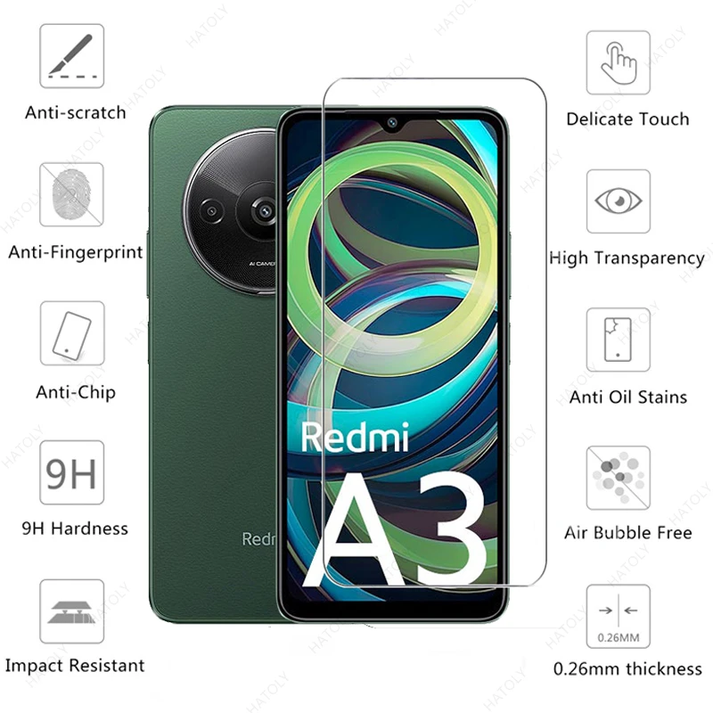 

Закаленное стекло для Xiaomi Redmi A3, Защита экрана для Xiaomi Redmi A3 Plus, переднее стекло, полная клейкая пленка для камеры Redmi A3