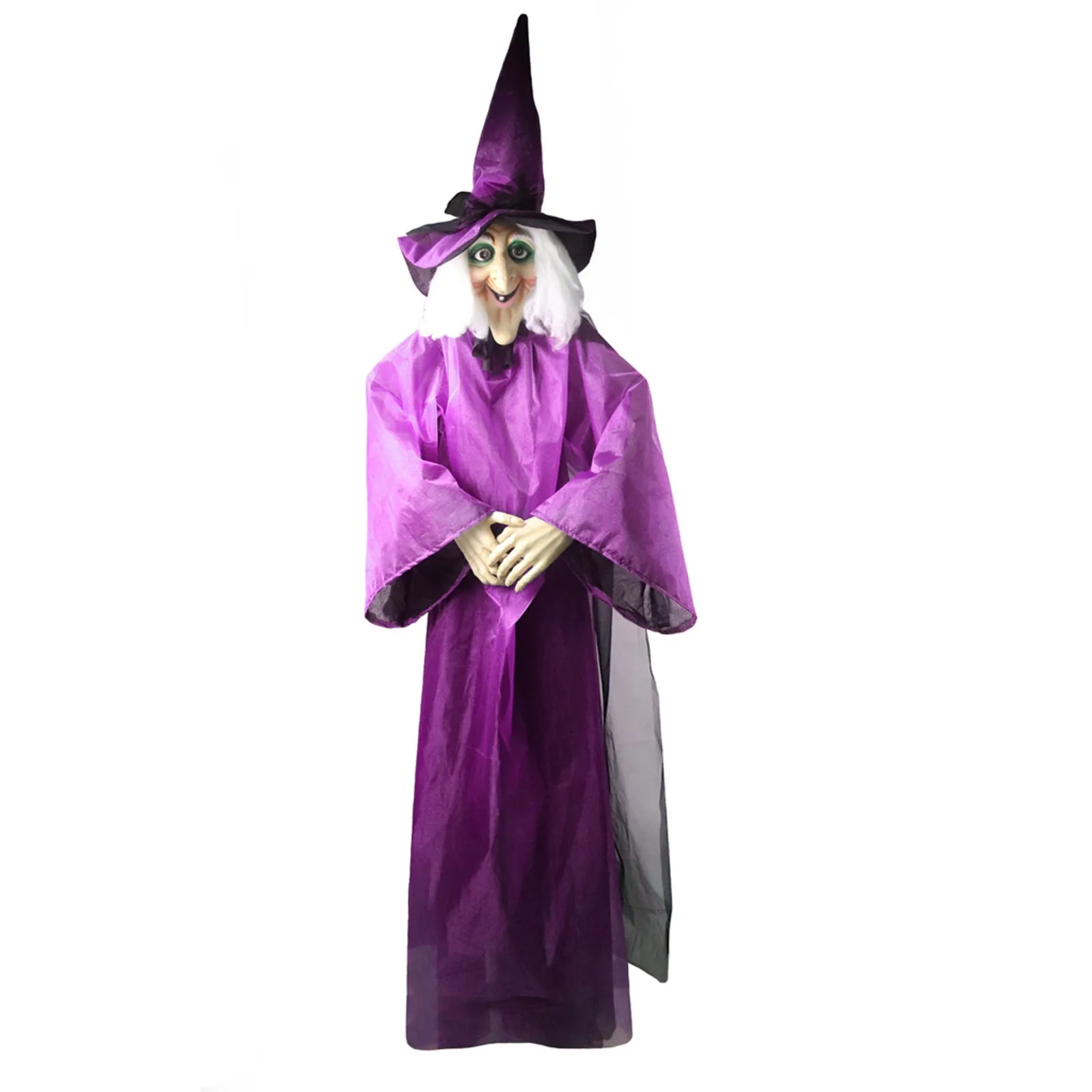 

Halloween Decor Animated Purple Witch Hanging House Prop Decorations Led Eyes Room Decor Desk Ornaments For Home Christmas Decor
