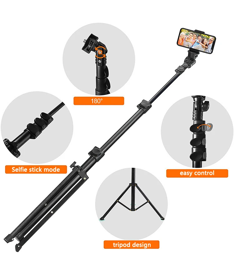 Telefone Móvel Selfie Vara Tripé All-in-one1.6m Snapping Foto Suporte Cross-border Portátil Fotografia Bluetooth Remoto 3 Home & Garden