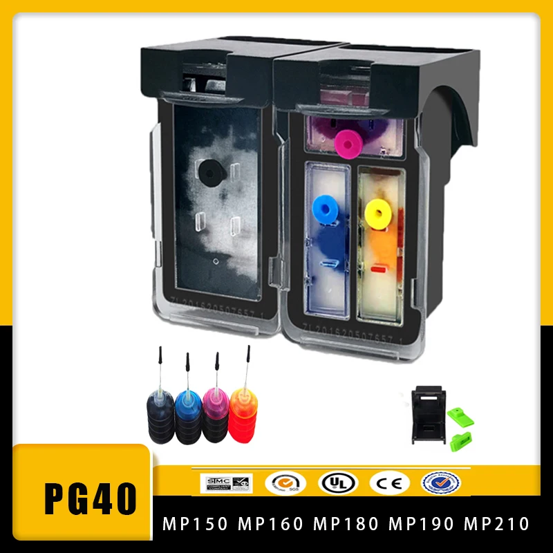 Vilaxh 2Pcs Pg-40 Cl-41 Pg40 Cl41 Cartuccia Di Inchiostro Per Canon Pixma Mp140 Mp150 Mp160 Mp180 Mp190 Mp210 Mp220 Mp450 Mp470 Stampante