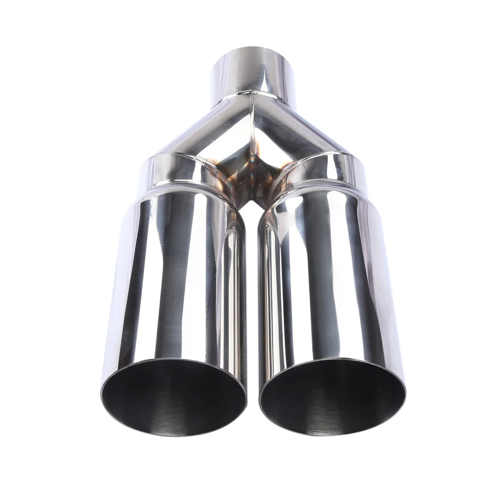 Exhaust Tailpipe Muffler 63mm Inlet 76mm Outlet Double Cylinder Stainless Steel For Car Exhaust System Replacement