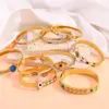 304 Stainless Steel Turkish Devil's Eye Blue Crystal Bracelet Ladies Jewelry Retro Drip Elegant Buckle Woman Bangle 4