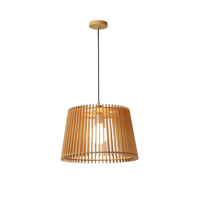 Japanese Restaurant Bucket Pendant Lamp Net Red Living Room Bar Lamp Decorative Bedroom Pendant Wood Birdcage Chandelier