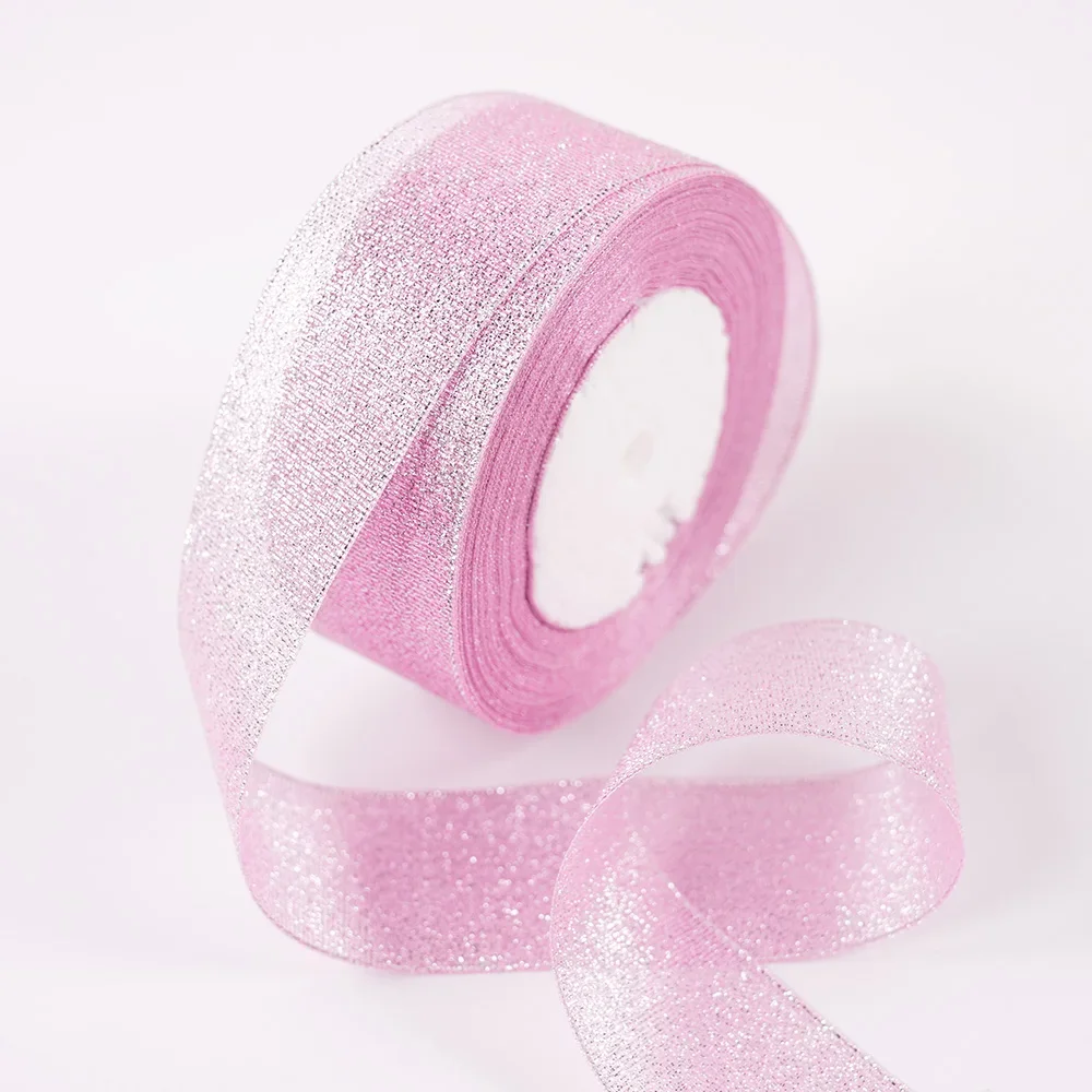 Glitter Organza Ribbon Bow for Decorations and Gift Wrapping, 40mm x 22m