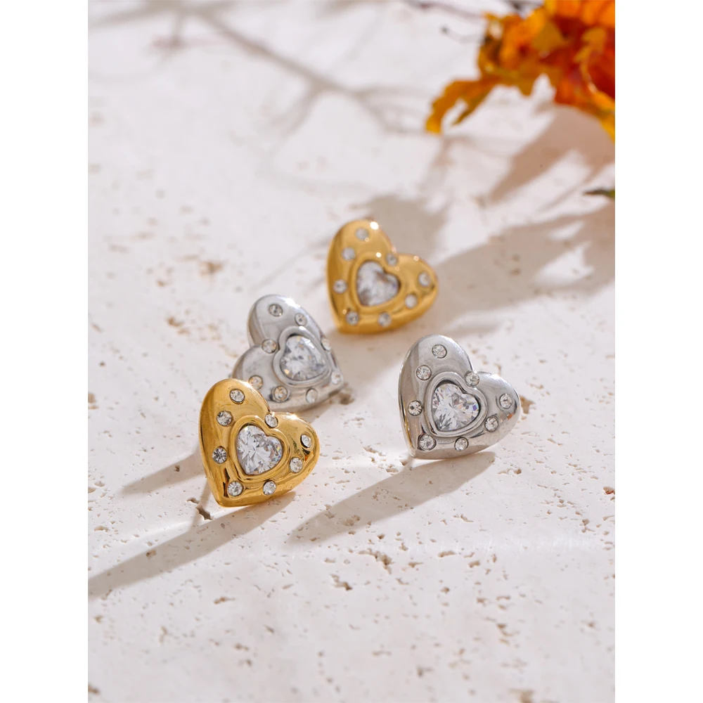 Yhpup Cubic Zirconia Earrings Waterproof Trendy Valentines Day