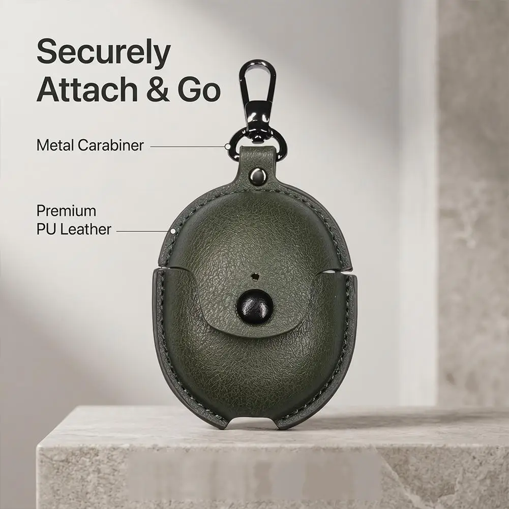 Premium PU Leather Protective Case for Wireless Bluetooth Earbuds - Scratchproof, Shockproof with Hook