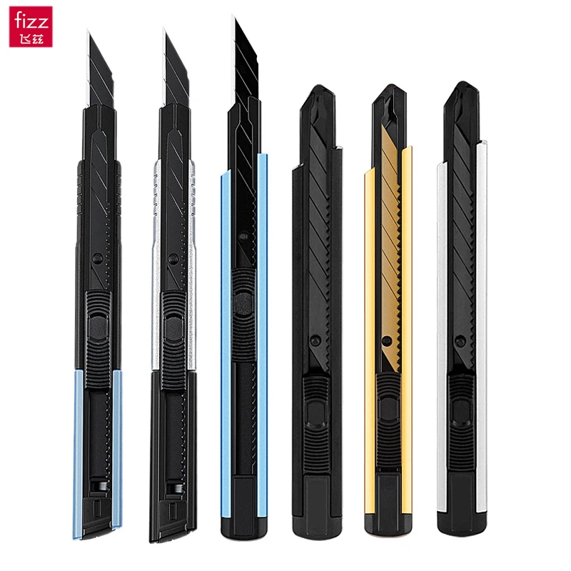 Aluminum alloy Metal Retractable Box Cutter 9mm Snap-off 30 Degree Steel Blades Utility Knife Auto-Lock Art Cutting Tools utility knife box cutter cutting knife art knife