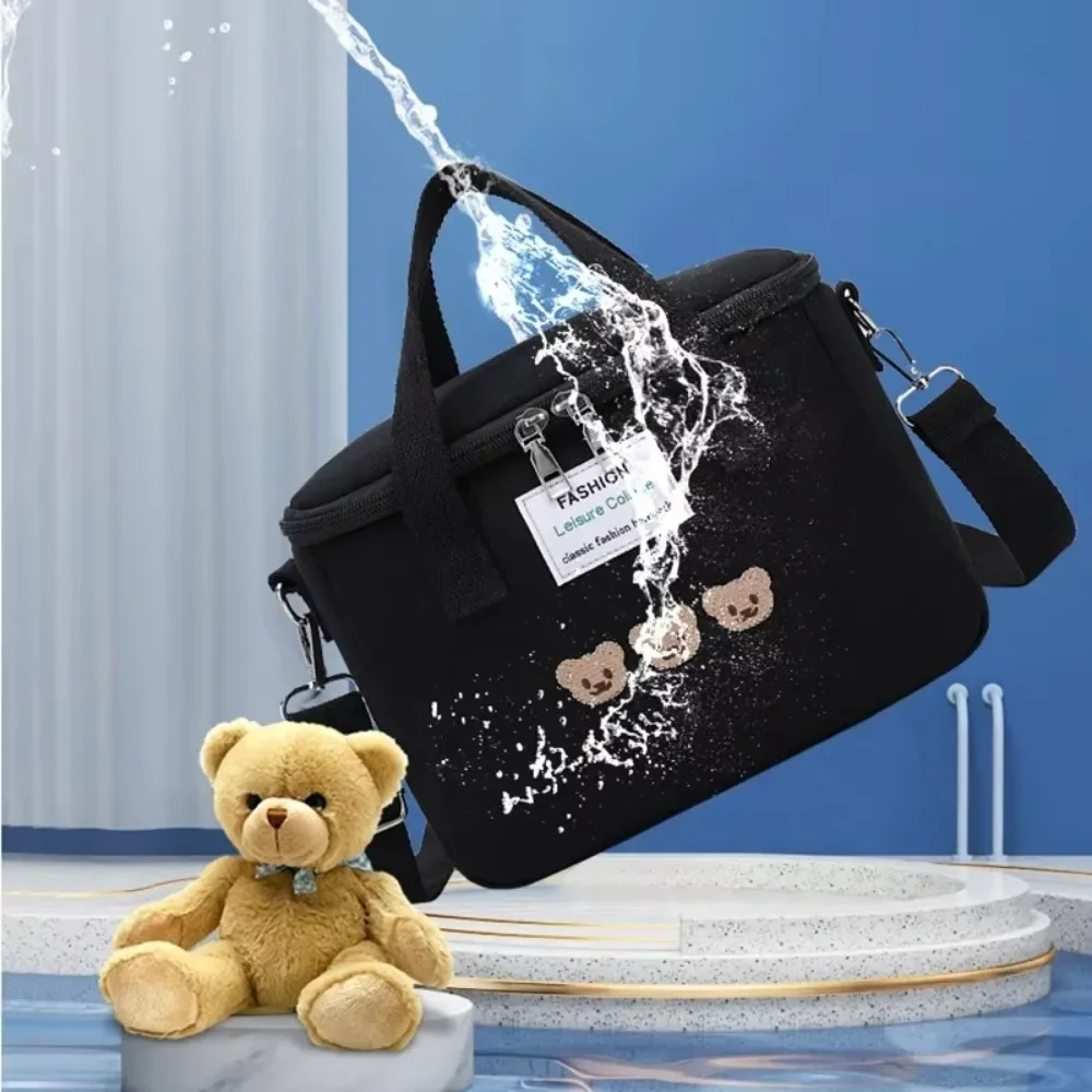Cute Bear Lunch Bag Girls Insulated Canvas Cooler Handbag Aluminium Foil Thermal Food Box Family School Picnic Dinner Container