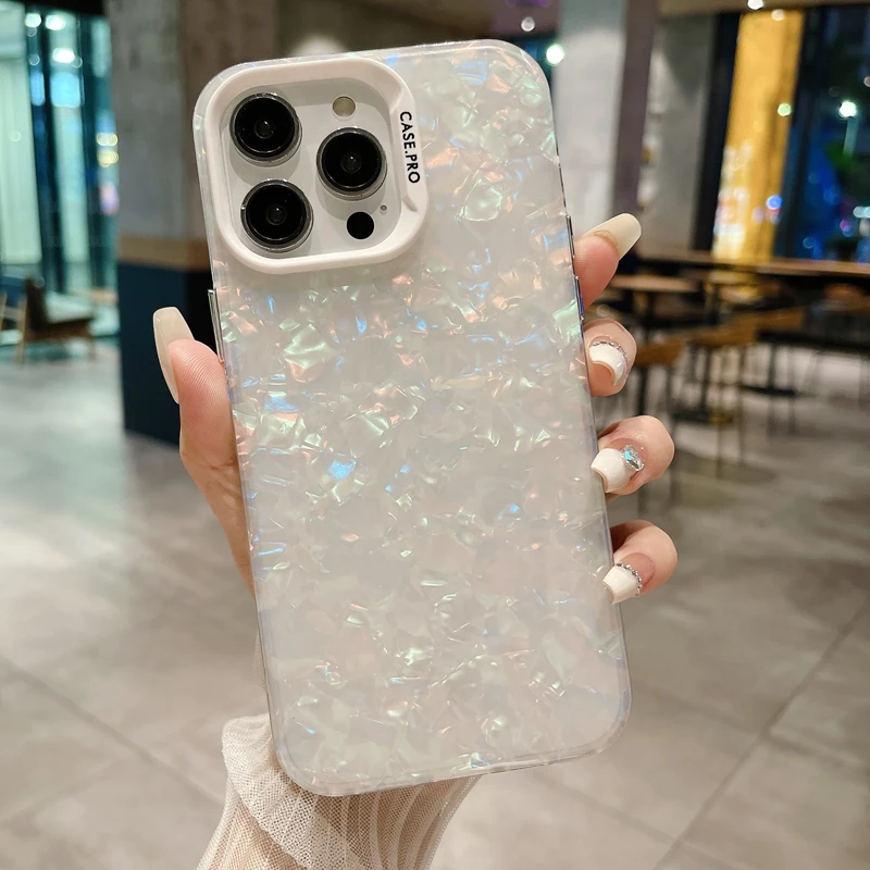 thumbnail image 1 of Luxury Bling Glitter Dream Conch Shell Marble Phone Case For iPhone 11 12 13 14 15 Pro Max 15plus Shockproof Bumper Back Cover, 1 of 5