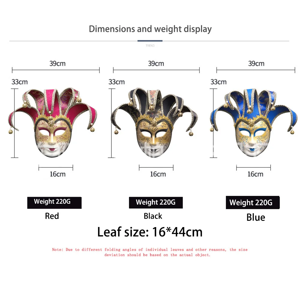 Elegant Venetian Full Face Masquerade Mask with Exquisite Jester Decoration