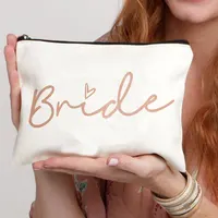 Team Bride  Printed Love Logo Women Makeup Pouch Bridesmaid Pocket Lipstick Makeup Brush Bag Large Capacity Wash Bag for Wedding 1