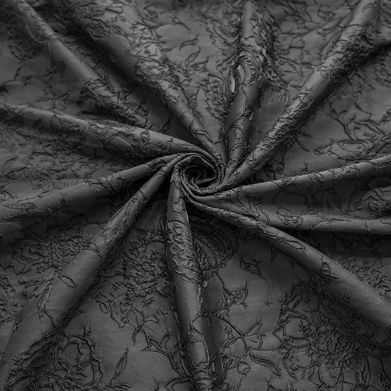 Klassischer Brokat Jacquard Stoff schwarz große Blume Frauen Retro Kleider tasche dekorative Näh stoff