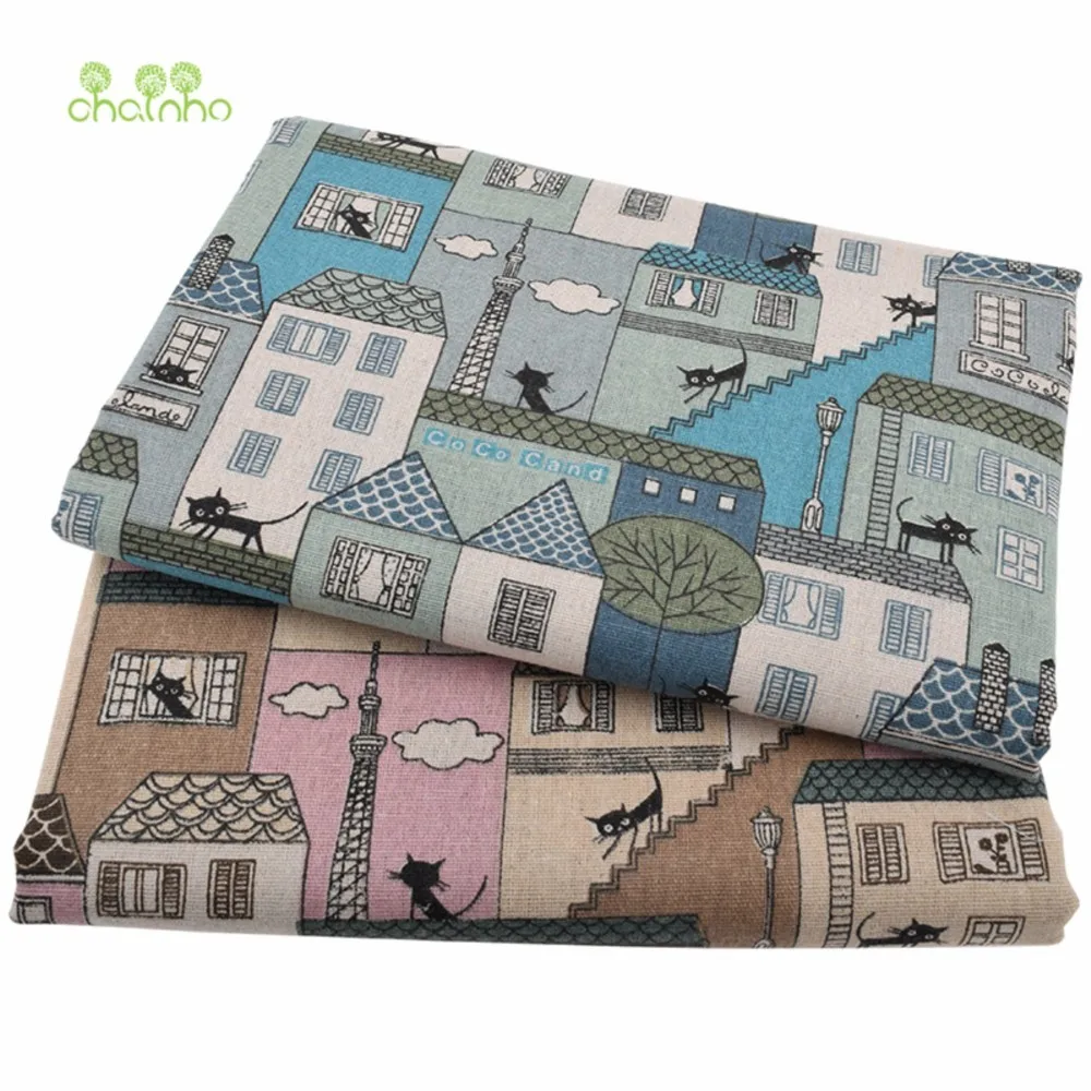Chainho,Printed Cotton Linen Fabric,DIY Sewing Material,Handmade Patchwork Cloth,Table Cloth,Furniture Cover,Sofa Cushion,CL34