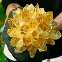 New Find Natural Yellow Phantom Quartz Crystal Cluster Mineral Specimen Healing 2