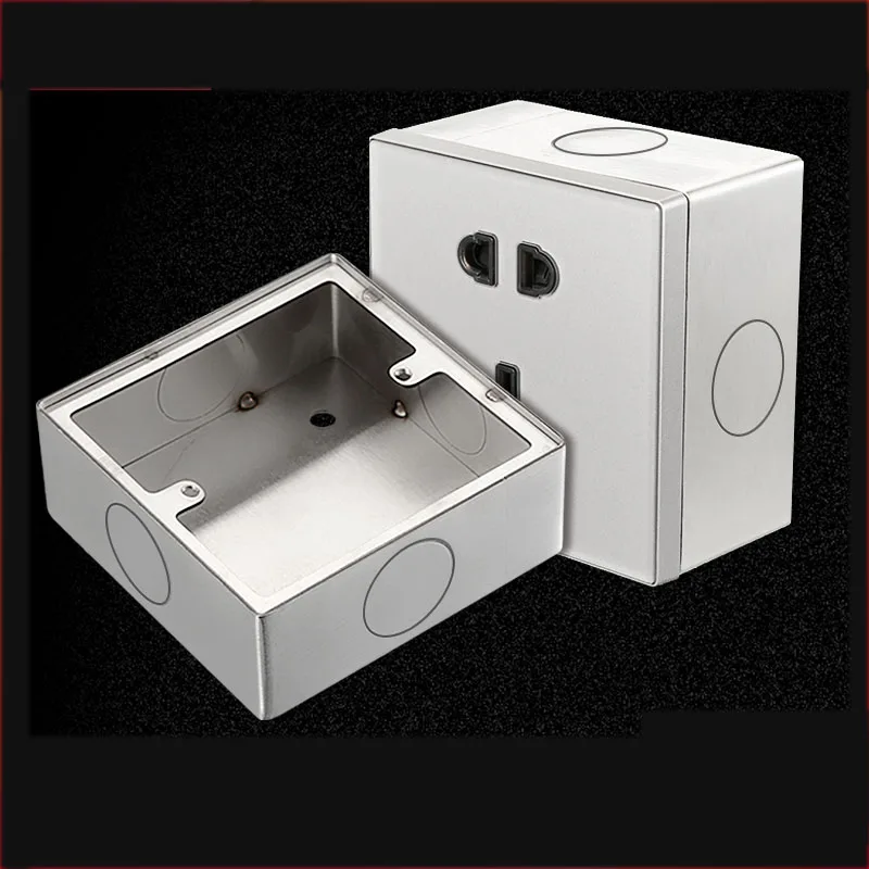 Type 86 Stainless Steel Button Box Surface Mount Universal Wall Switch