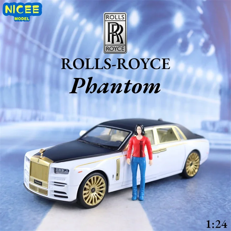 1:24 Rolls Royce Phantom Eighth generation Diecast Metal Alloy Model car Sound Light Pull Back Collection Kids Toy E212