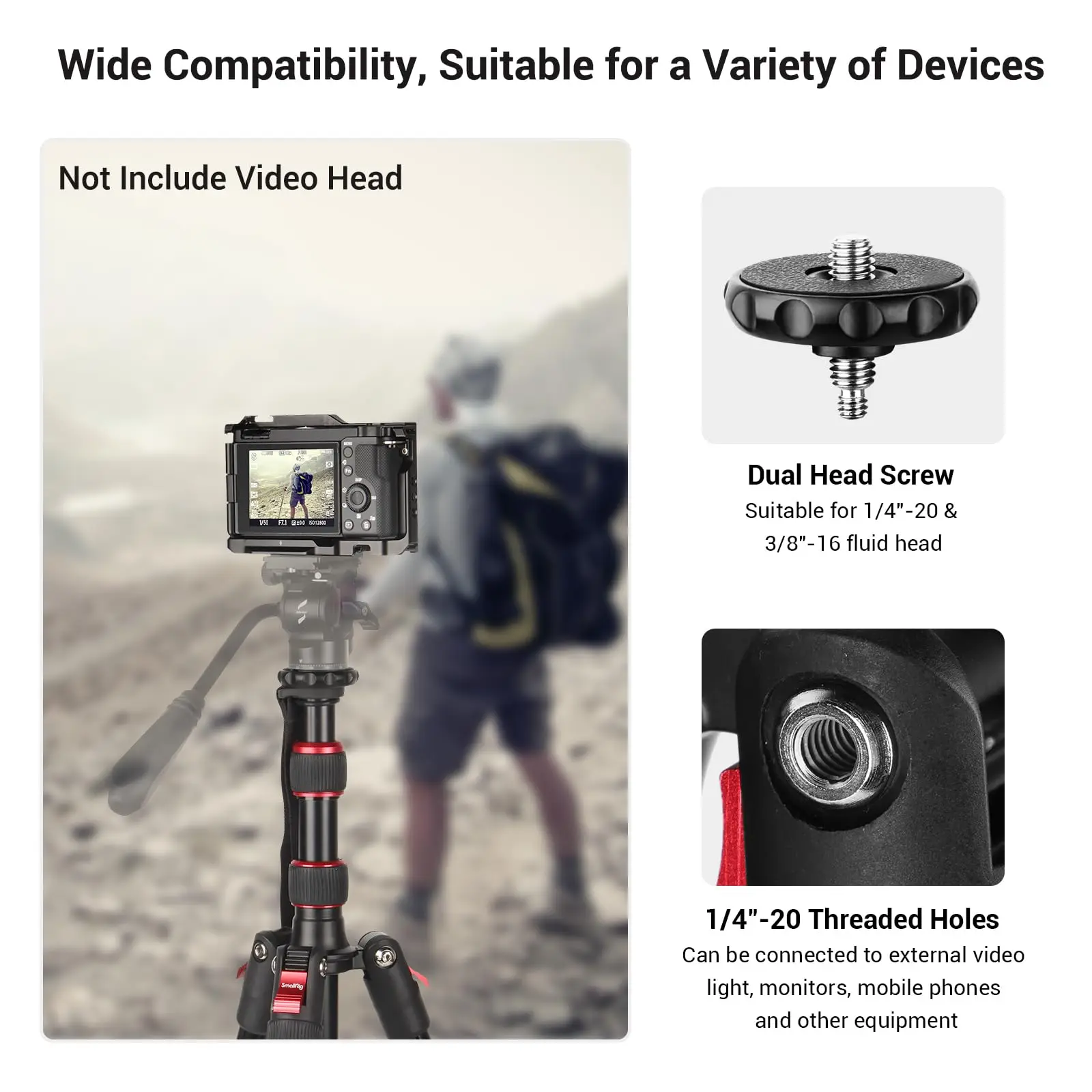 T-10 Camera Tripod, 68" Foldable Aluminum Tripod & Monopod Compatible w 1/4"-20