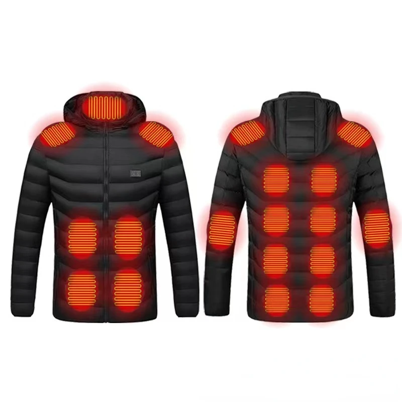 Winter USB Down Jacket Mens Thermal Clothing  intelligent heating handsome down padded Warm Sleeveless Women Fishing Hunting