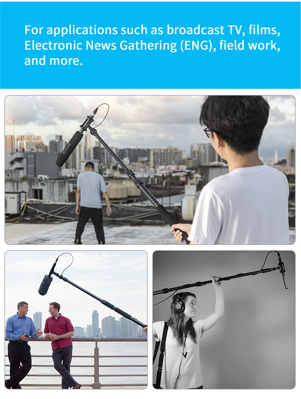 BOYA BY-PB25 Universal Carbon Fiber Boompole with Internal XLR Cable (2.5m)