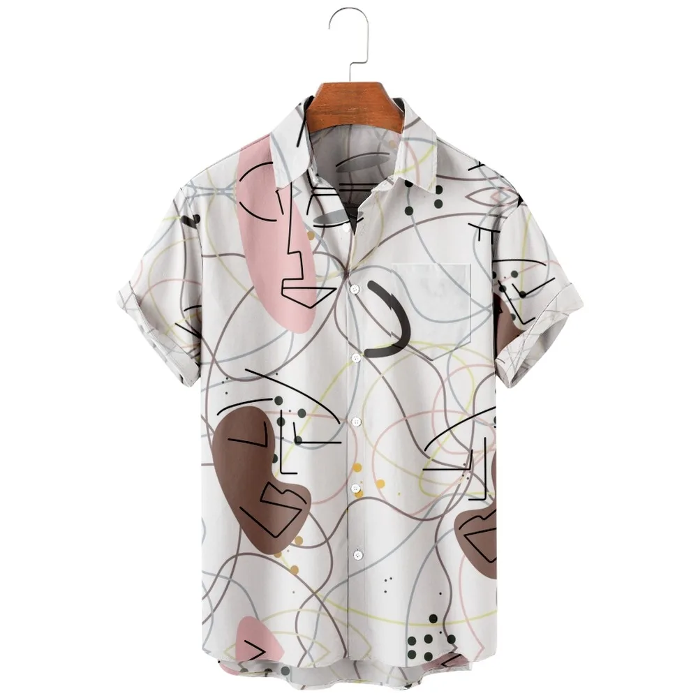 

2022 new men's casual breathable short sleeved top can be customized with fashionable Lapel men's shirt coconut shell