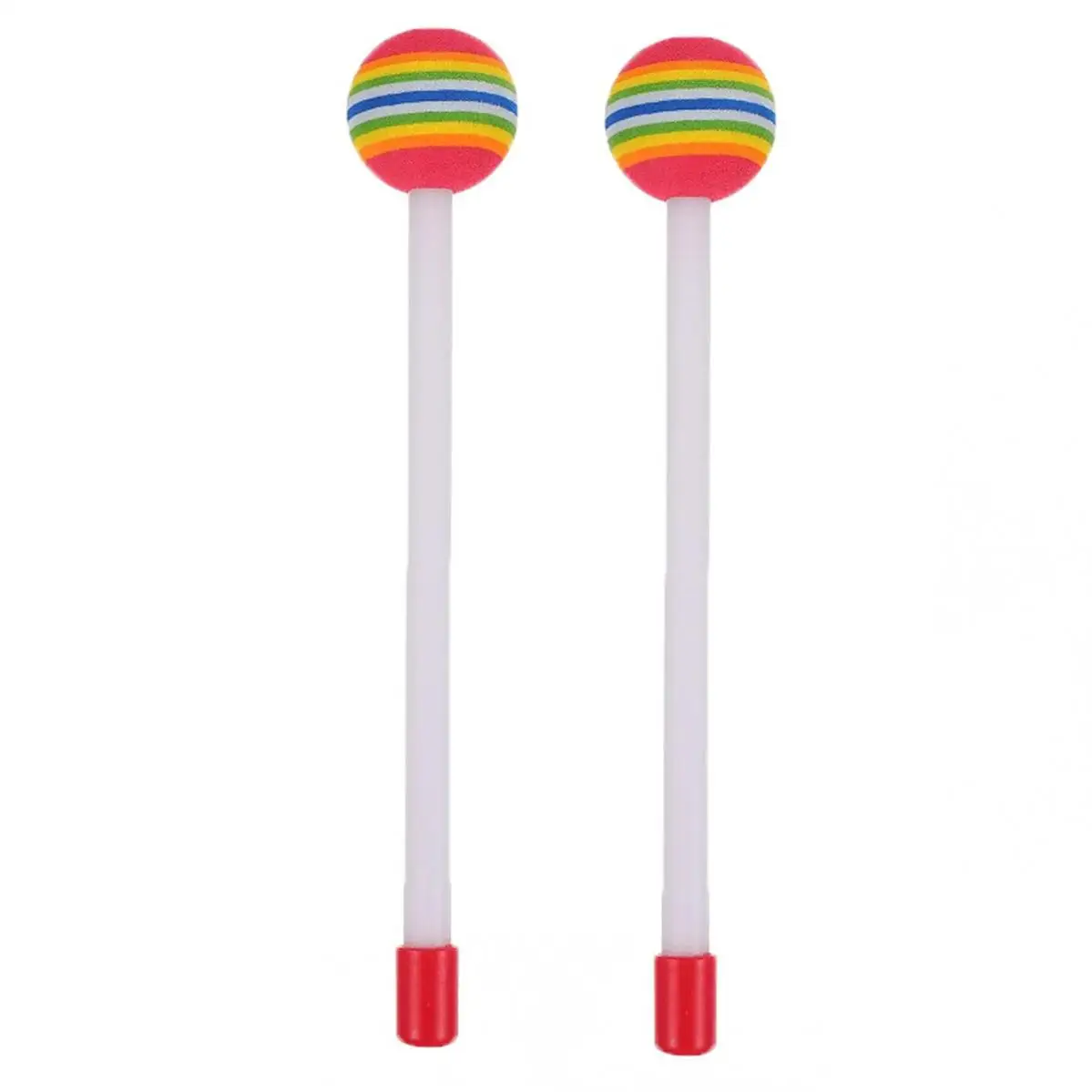 2 pieces Rainbow Foam Head Drum Mallets Music Education Drumstick for Snare / Bass / Toys Drum Xylophone,