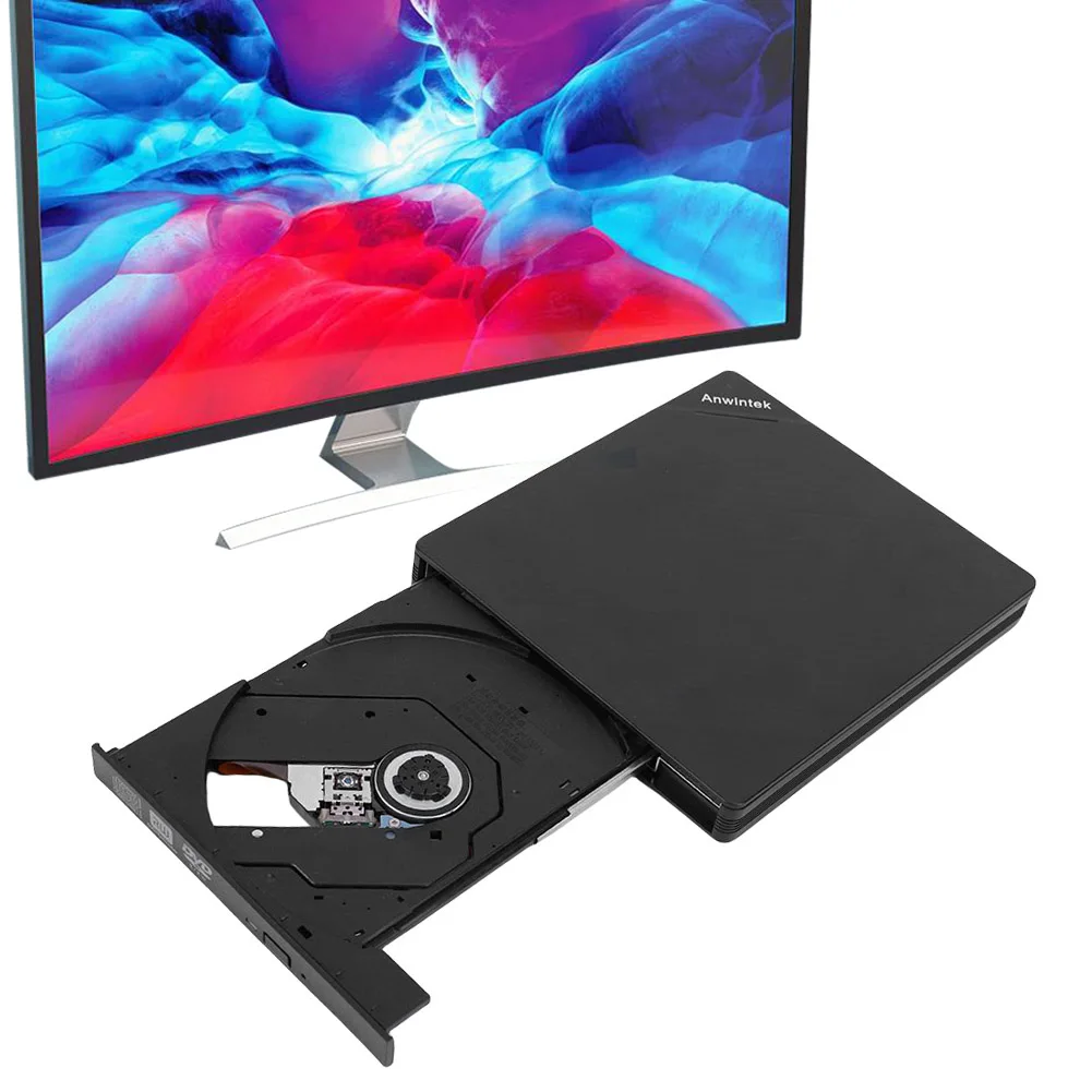 USB 3.0 C 타입 외장 CD DVD 드라이브, TF/SDCard 리더기 포함, 휴대용 DVD +/-RW 플레이어, 노트북 데스크탑 PC Mac OS Windows/Linux용