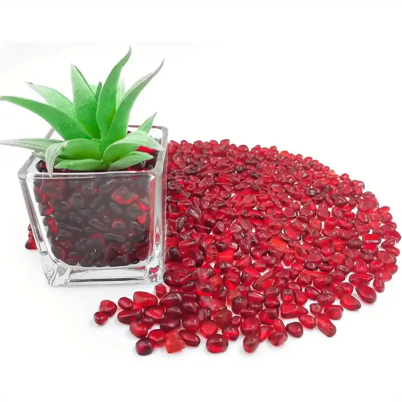 Red Glass Gravel in Various Sizes for Decorative Use: Fish Tanks, Vases, and Gardens