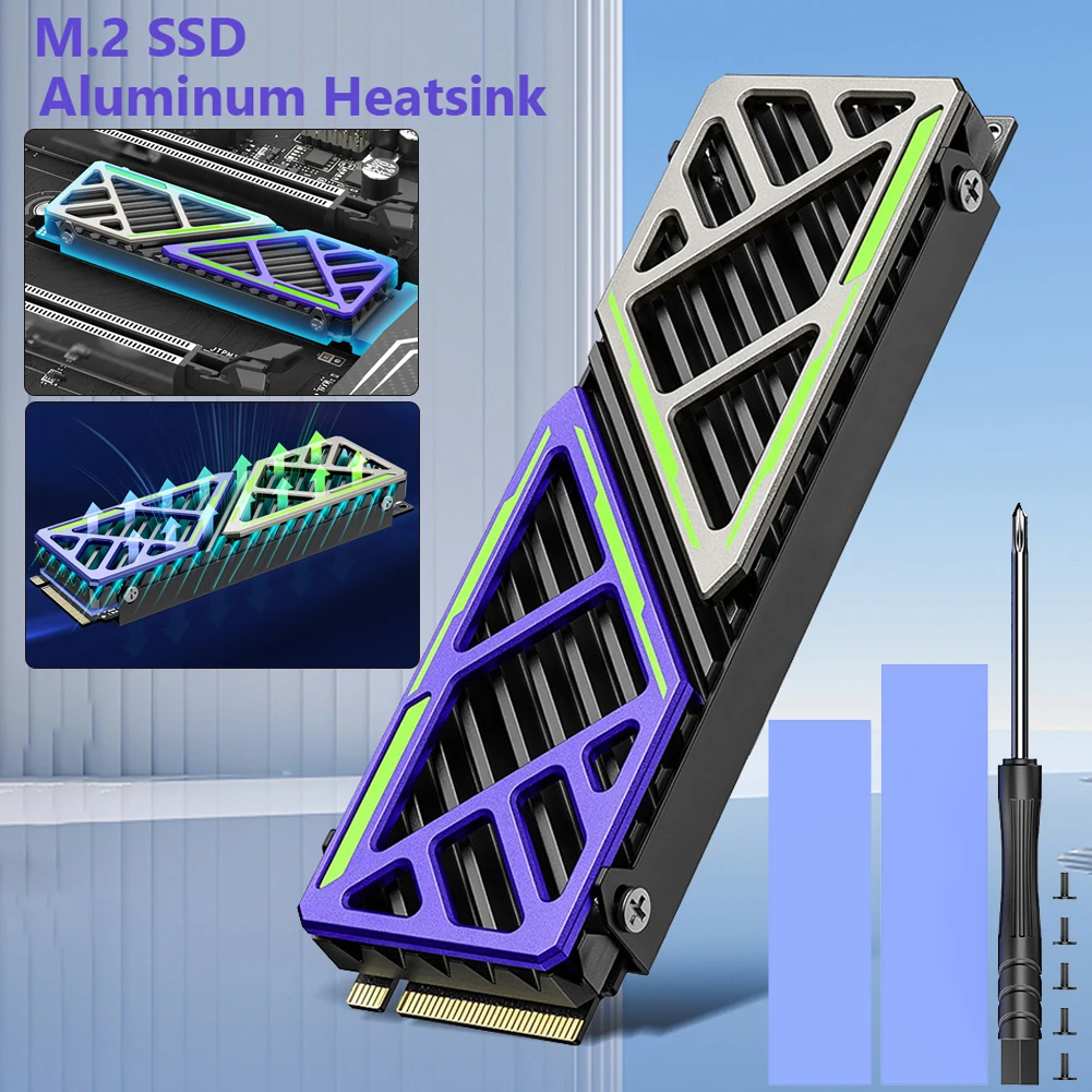 

M.2 SSD Heatsink 2280 NVME NGFF Radiator Aluminum Alloy NVME NGFF PC Efficient Cooler with Thermal Silicone Pad for PS5 PC