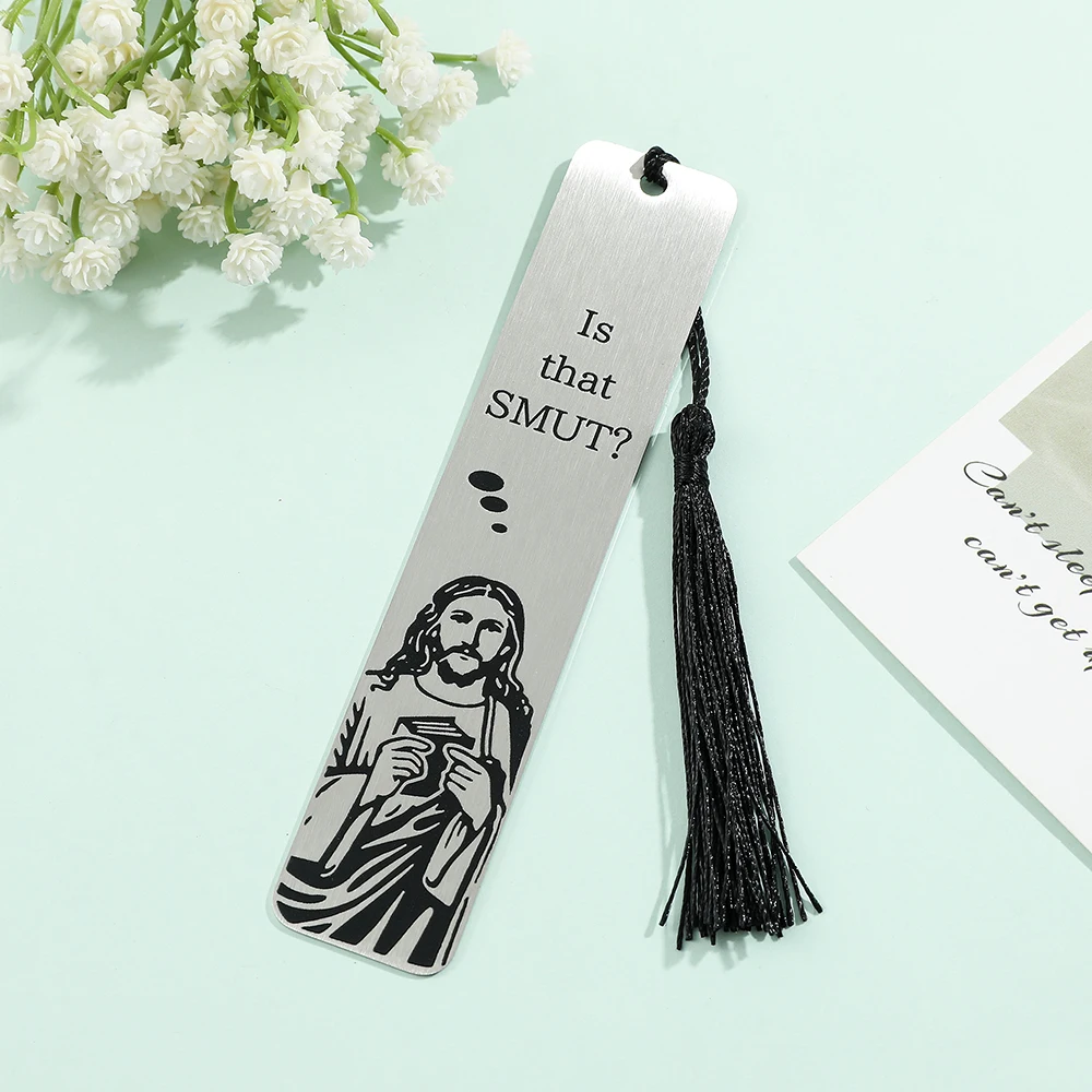 Funny Metal Bookmark With Tassel Pendant Book Lover Humor Peeking Jesus Book Marker For Page Books Readers Bookmark Gift metal bookmark bookmark page holder bookmarks stationery supplies