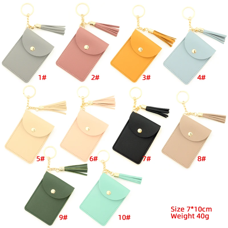 PU Leather Card Holder Ladies Wallet Coin Pu Fashion Keychain Bracelet Keyring For Women diamond wallet PU tassel bag