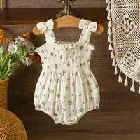 Summer  Infant Girls Cotton Floral Infant Newborn Baby Girls Bodysuit Active Floral Babe Camisole One Piece Baby Girls Clothes