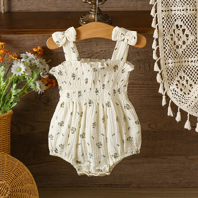 Summer  Infant Girls Cotton Floral Infant Newborn Baby Girls Bodysuit Active Floral Babe Camisole One Piece Baby Girls Clothes 1