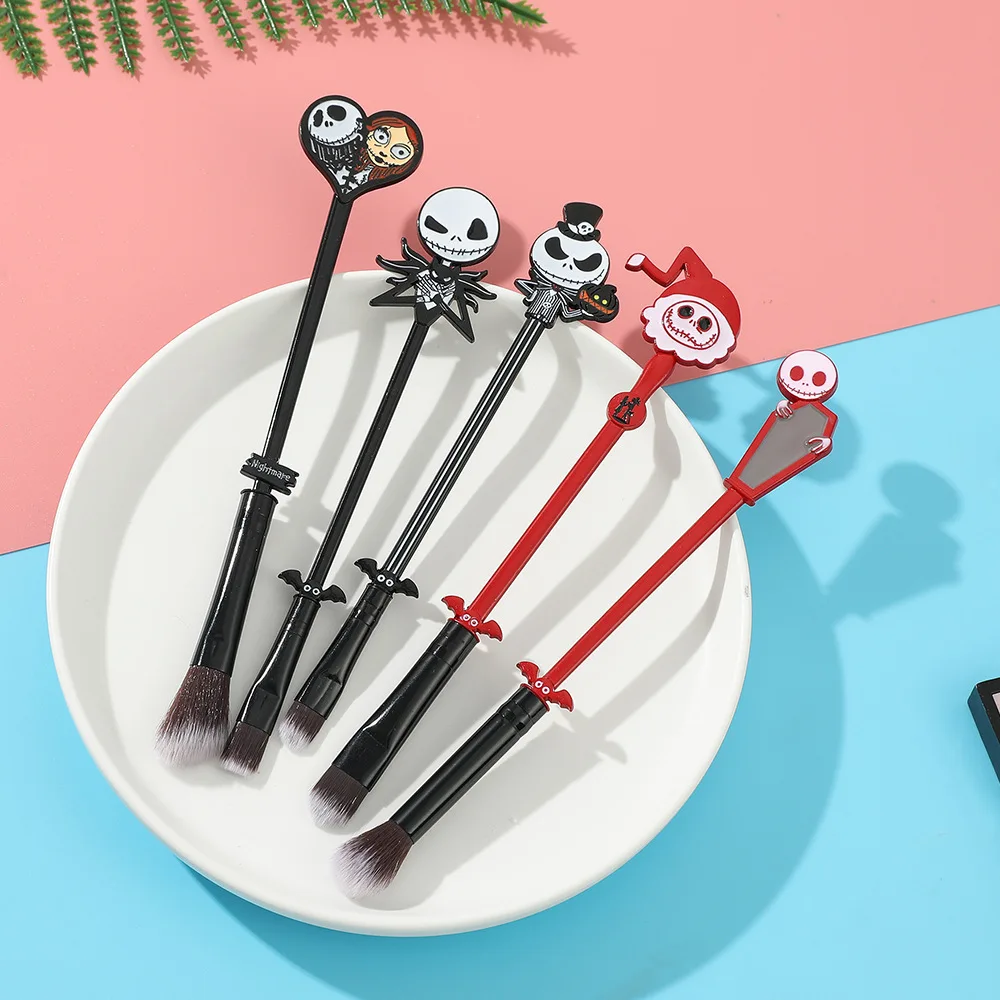 The Nightmare Before Christmas Jack Skull Bride Makeup Brushes Set Cosmetic Eyeshadow Sopracciglio Lip Make Up Tools Con Custodia