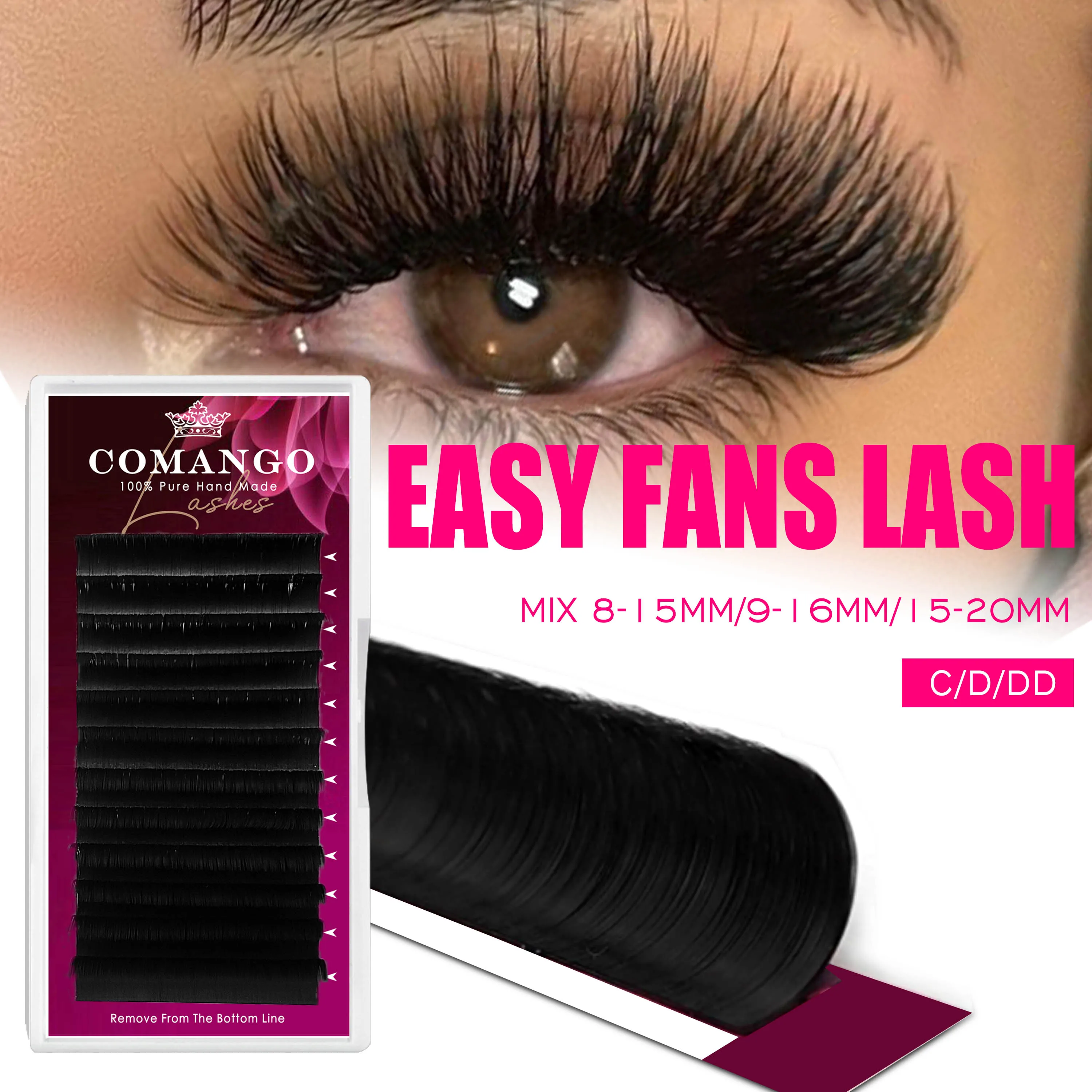 

Mega Объемные Накладные ресницы Easy Fan Premium 3D/4D/8D/10D/14D/20D Auto-Fans индивидуальное наращивание ресниц