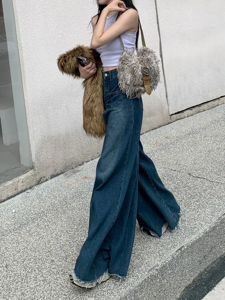 GUUZYUVIZ-High Waist Loose Fitting Denim Skirt for Women