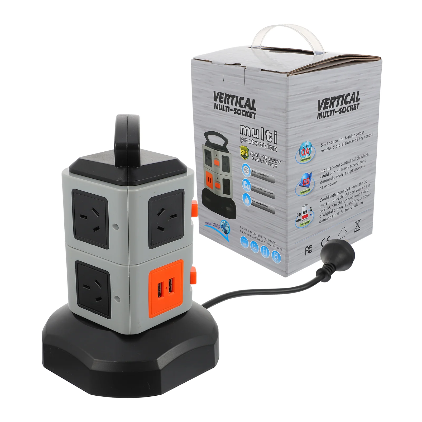 

Power Outlet Socket with Surge Protector USB Strip Board Outlets Smart Charging