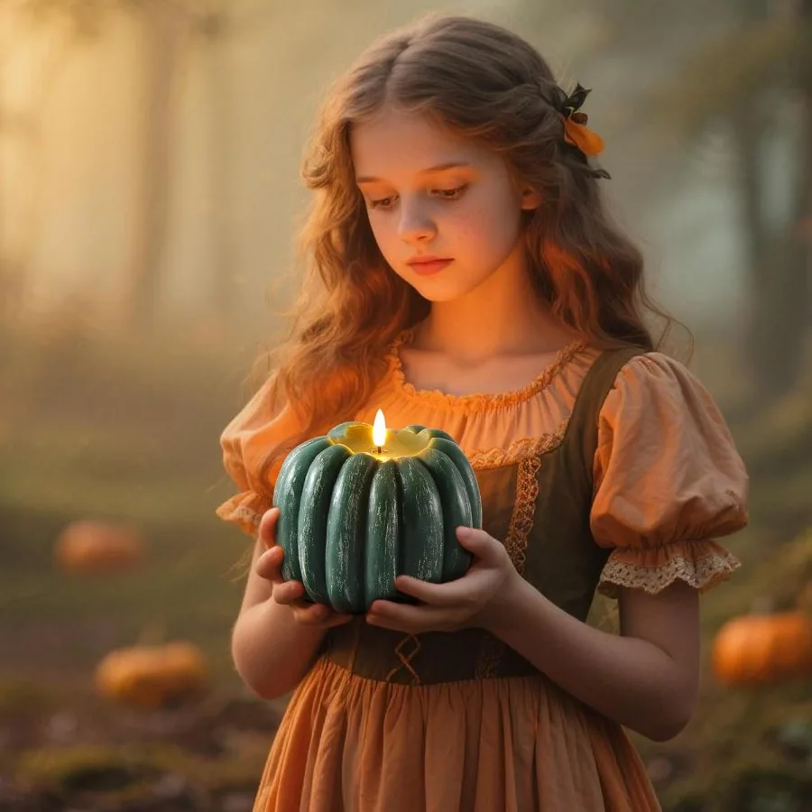 Fall Decorations for Home Flickering Flameless Wax Pumpkin LED Candle with Timer Remote Control Thanksgiving Gifts Autumn Farmh