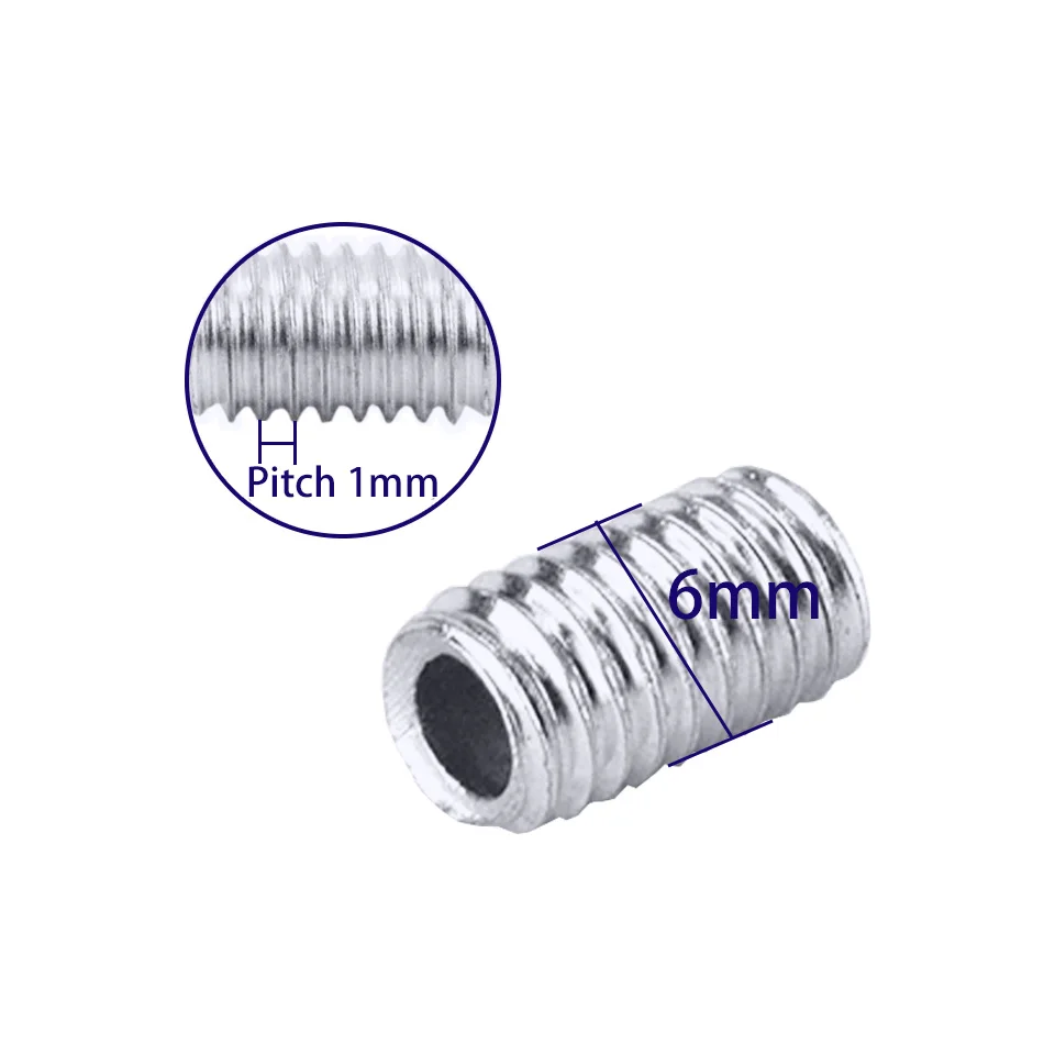 Thread Adapter 2pcs M6 M8 M10 M12 M14 M6 Full Teeth Hollow Tube 1.0mm Fine Teeth Rod Connection Tube Lamp Cap Connection Thread