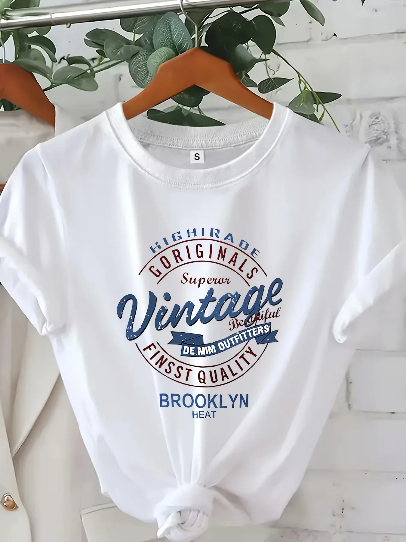 Women'S Classic White T-Shirt Vintage Print Casual Crew Neck Short Sleeve Casual Women T Shirt Fashion Women Clothes 1