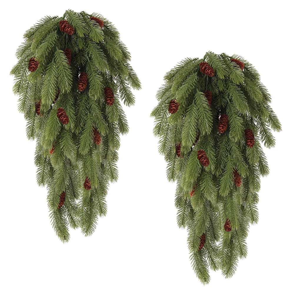 1 Stück künstliche Tannennadeln zum Aufhängen, Ranke mit künstlichem Tannenzapfen aus Kunststoff, künstliche Pflanzen für Weihnachtsfeier, Zuhause, drinnen und draußen