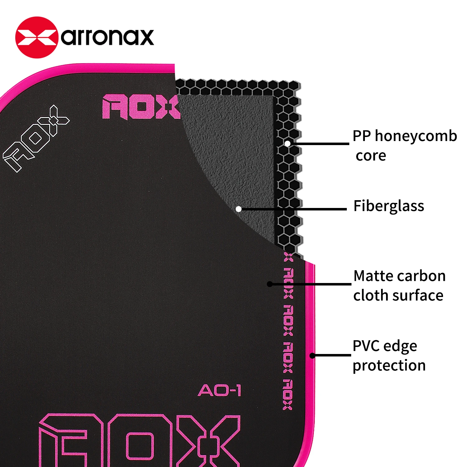 Arronax Professional Fiberglass Pickleball Paddle-Lightweight, High Spin,Durable 16mm Racket with High Friction Carbon Surface