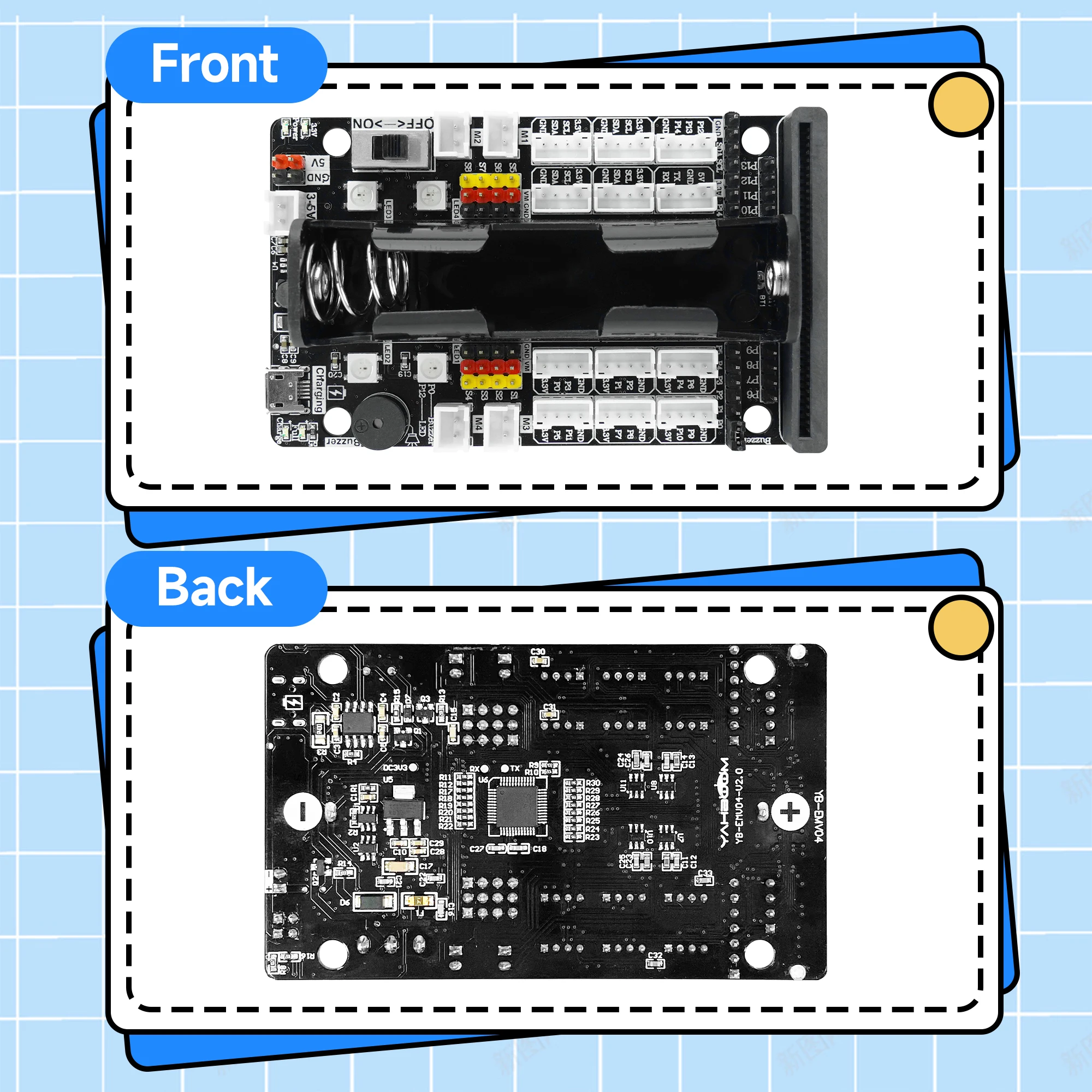Developer Kit Yahboom Superbit Microbit Expansion Board with IIC UART WIFI Sensor Interface and RGB Light for BBC Micro:bit V2 V1