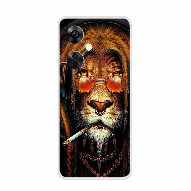Clear Wolf Design Soft TPU Silicone Phone Cover - Transparent Etui for OnePlus Nord CE 3 Lite